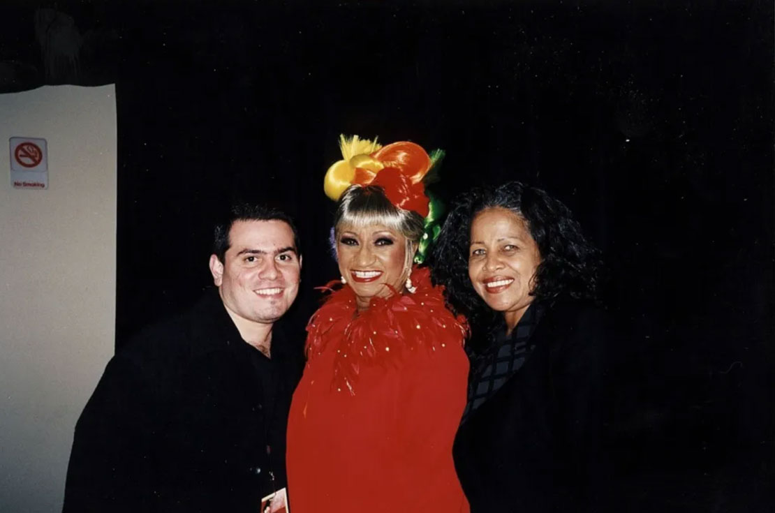 Celia Cruz junto a Ruth Sánchez y Omer Pardillo